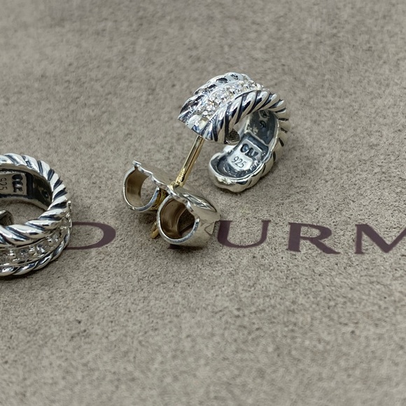 David Yurman Huggie Earrings with Pave Diamonds - Picture 5 of 5